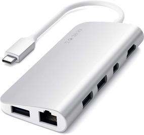 img 3 attached to Satechi Aluminum Type-C Multimedia Adapter: 4K HDMI, Mini DP, USB-C PD, Gigabit Ethernet, USB 3.0, Micro/SD Card Slots | Compatible with MacBook Air/Pro (Silver)