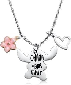 img 4 attached to Stitch Keychain Necklace: Ralukiia Ohana Means Family Jewelry Gifts for Boys and Girls