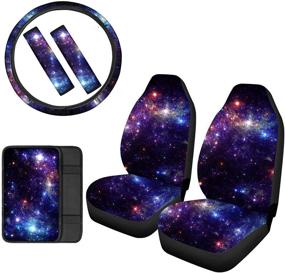 img 4 attached to AFPANQZ Starry Car Seats Cover Front Seats Only Full Set - Purple Galaxy Print