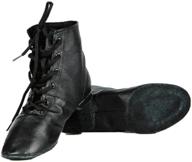 👢 affordable high-quality women's leather jazz dance boots: cheapdancing soft-soled black high boots logo