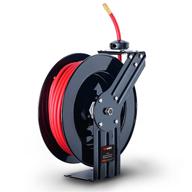 💨 reelworks air hose reel - retractable 3/8" hybrid polymer hose, 50 ft length, max. 300 psi, for compressor water, plastic spring driven with swivel bracket (model: l815153ha) logo