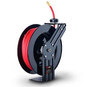 img 4 attached to 💨 ReelWorks Air Hose Reel - Retractable 3/8" Hybrid Polymer Hose, 50 ft Length, Max. 300 PSI, for Compressor Water, Plastic Spring Driven with Swivel Bracket (Model: L815153HA)