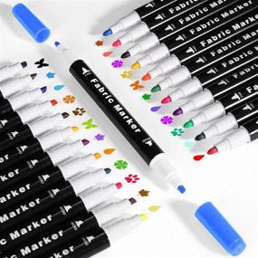 img 3 attached to 🎨 Emooqi Fabric Markers Pen Set: 24 Permanent Colors for Vibrant Fabric Paint Art - Dual Chisel Point and Fine Point Tips - Non-Toxic and Child Safe