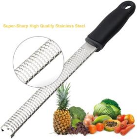 img 2 attached to 🔪 Top-rated Stainless Steel Kitchen Zester Grater with Plastic Cover, Comfortable Soft Handle