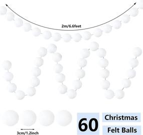 img 3 attached to 🎄 Festive Christmas Felt Ball Garland: 2-Piece White Pom Pom Decoration Set (60 Balls)