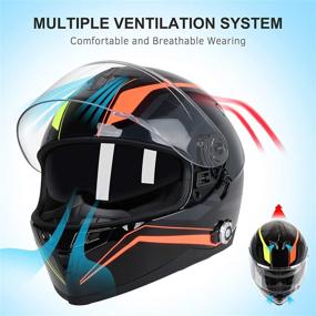 img 2 attached to 🏍️ FreedConn DOT Bluetooth Integrated Motorcycle Helmet with 500m FM Radio/MP3 & 2-3 Riders Intercom – Multi-Color, XL