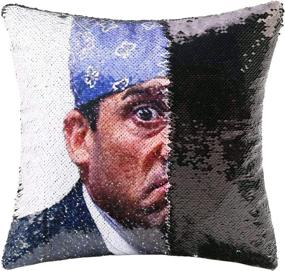 img 3 attached to K T One Prison Mike Flip Sequin Pillow Cover - Magical Reversible Throw Pillowcase, 16x16 Inches (Prison Mike+ Black)