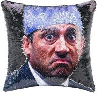 k t one prison mike flip sequin pillow cover - magical reversible throw pillowcase, 16x16 inches (prison mike+ black) logo