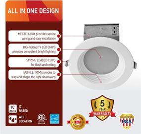 img 3 attached to OSTWIN 4 Inch Canless LED Recessed Light, Dimmable Downlight with Integrated Junction Box, 10W (75W Eqv.), 800 Lumens, 5000K Daylight, Wet Locations, IC Rated, ETL Listed