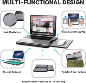 img 3 attached to 💻 AboveTEK Portable Laptop Lap Desk with Retractable Mouse Pad Tray - Ideal for Bed, Sofa, Couch, or Travel