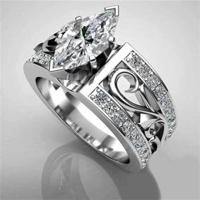 img 3 attached to Sterling Marquise Zirconia Dazzling Engagement