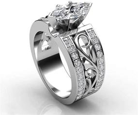 img 1 attached to Sterling Marquise Zirconia Dazzling Engagement