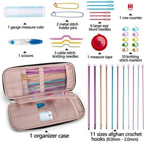 img 3 attached to YARWO Tunisian Crochet Hook Set: 11-Piece Aluminum Afghan Hooks & Knitting Accessories in Teal, with Case