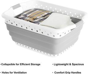 img 2 attached to 🧺 Lavish Home Collapsible Laundry Basket: Space-Saving Gray Pop-Up Clothes Organizer with Comfort Grip Handles
