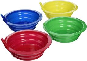img 3 attached to 🍼 Green Direct Sippy Bowl: 22oz Plastic Cereal Bowl with Built-In Straw for Kids - Assorted Colors Blue, Red, Green, Yellow (Pack of 4)