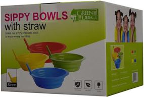 img 2 attached to 🍼 Green Direct Sippy Bowl: 22oz Plastic Cereal Bowl with Built-In Straw for Kids - Assorted Colors Blue, Red, Green, Yellow (Pack of 4)