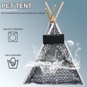 img 2 attached to GeerDuo Pet Teepee: Portable and Washable Bed Tent for Small Dogs and Cats with Cozy Cushion