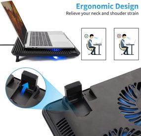 img 1 attached to 💻 Laptop Cooler Cooling Pad, Coolertek USB Powered Laptop Cooler, 3 Silent Fans, Adjustable Non-Slip Laptop Stand with Dual USB 2.0 Ports, Fits 11-17.3 Inch Notebook - Black (N3)