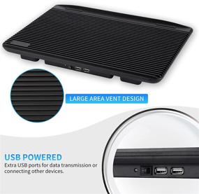 img 2 attached to 💻 Laptop Cooler Cooling Pad, Coolertek USB Powered Laptop Cooler, 3 Silent Fans, Adjustable Non-Slip Laptop Stand with Dual USB 2.0 Ports, Fits 11-17.3 Inch Notebook - Black (N3)
