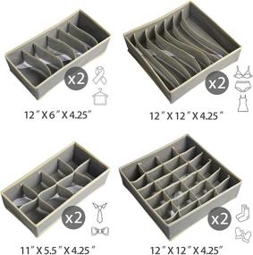 img 3 attached to 🗄️ OHAHALICO 8-Pack Drawer Dividers for Houseware Closet Organization - Foldable Storage Box for Clothes, Socks, Lingerie, Ties - Under Bed Organizer (Grey)