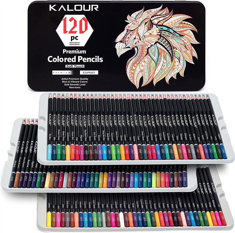KALOUR 180 Colored Pencils Set for Drawing and Coloring, Metal
