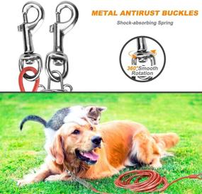 img 1 attached to WIOR Red Dog Runner for Yard - 33ft Anti-Corrosion Dog Tie Out Cable with Durable Spring and Metal Swivel Hooks - Suitable for Dogs Up to 120lb