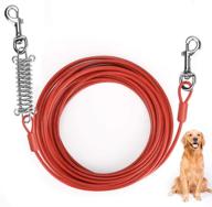 wior red dog runner for yard - 33ft anti-corrosion dog tie out cable with durable spring and metal swivel hooks - suitable for dogs up to 120lb logo