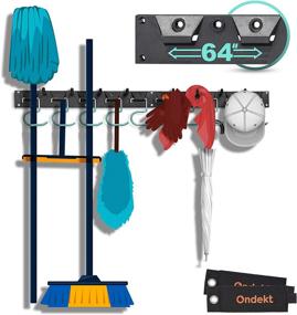 img 4 attached to 🔧 Adjustable Garage Tool Organizer: 64in Wall Mount Rack with Heavy Duty Steel Hangers and Plastic Hooks – High Load Capacity – Easy Installation – Includes 2 HD Storage Straps as Bonus