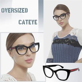 img 2 attached to 👓 Stylish Oversized Cateye Reading Glasses with Blue Light Blocking for Womens - CRGATV Fashion Computer Readers (1.25 Magnification)