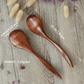 img 1 attached to ADLORYEA Wood Spoon Set - 6-Piece 7 inch Natural Asian Wooden Spoons for Eating Soup, Coffee, Salad, Desserts, and More!