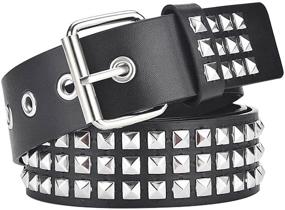 img 4 attached to YYHJM Pyramid Studded Silver Leather