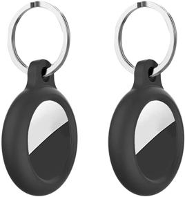 img 4 attached to Waterproof Black Key Ring AirTag Case - Compatible with Apple AirTag Finder 2021 | Silicone Holder Keychain for Apple AirTags | Accessories Cover (2 Pack)