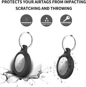 img 1 attached to Waterproof Black Key Ring AirTag Case - Compatible with Apple AirTag Finder 2021 | Silicone Holder Keychain for Apple AirTags | Accessories Cover (2 Pack)