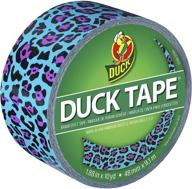 🦆 duck brand 281518 blue leopard printed duct tape, 1.88 inches x 10 yards – single roll logo