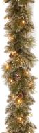 🎄 9 feet national tree company glittery bristle pine pre-lit artificial christmas garland with white lights, pine cones and battery operation - part of our christmas collection logo