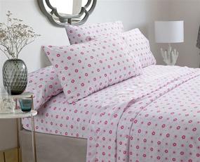 img 1 attached to 🌸 Cozy Line Home Fashions Pink Greta Pastel Floral Sheets Set - Wrinkle, Fade, Stain Resistant - 3 Piece (Twin Sheet Set) - Brushed Microfiber Comfort