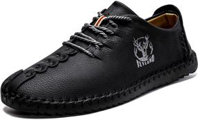 img 1 attached to Leather Loafers Hand Stitching Breathable Numeric_8 Men's Shoes for Loafers & Slip-Ons