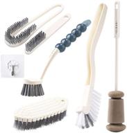 cinmoo 5 pack cleaning brush set with hook - kitchen brushes for dish, scrub, sponge, bathroom, shoe & grout - ideal for bathroom, tub, shower and kitchen logo