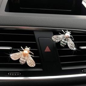 img 1 attached to Bling Car Accessories: Adorable Car Air Freshener with Rhinestone Bee Charm for Glamorous Car Interior Decoration and Vent Clip