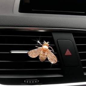 img 2 attached to Bling Car Accessories: Adorable Car Air Freshener with Rhinestone Bee Charm for Glamorous Car Interior Decoration and Vent Clip