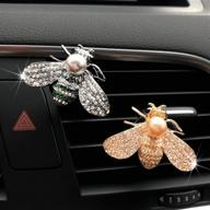 bling car accessories: adorable car air freshener with rhinestone bee charm for glamorous car interior decoration and vent clip logo