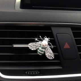 img 3 attached to Bling Car Accessories: Adorable Car Air Freshener with Rhinestone Bee Charm for Glamorous Car Interior Decoration and Vent Clip