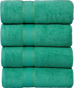 img 2 attached to 🛀 Bliss Casa Aqua Bath Towel Set 27 x 54 Inch (4 Pack) - High GSM 100% Cotton Quick Drying Highly Absorbent Thick Bathroom Towels - Soft Hotel Quality for Bath and Spa - Enhanced SEO