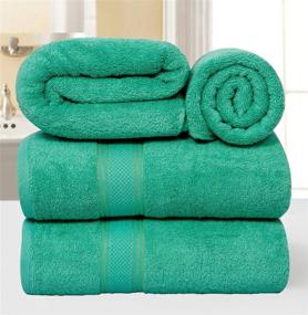 img 1 attached to 🛀 Bliss Casa Aqua Bath Towel Set 27 x 54 Inch (4 Pack) - High GSM 100% Cotton Quick Drying Highly Absorbent Thick Bathroom Towels - Soft Hotel Quality for Bath and Spa - Enhanced SEO