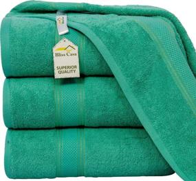 img 4 attached to 🛀 Bliss Casa Aqua Bath Towel Set 27 x 54 Inch (4 Pack) - High GSM 100% Cotton Quick Drying Highly Absorbent Thick Bathroom Towels - Soft Hotel Quality for Bath and Spa - Enhanced SEO