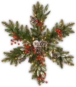 img 2 attached to 🎄 National Tree Company Pre-Lit Artificial Christmas Hanging Snowflake, 32 Inches - Green Frosted Berry Pine with Cones & Berries - Festive Decor for Christmas Collection