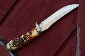 img 1 attached to 🔪 Uncle Henry 153UH Golden Spike: All-Purpose Outdoor Knife for Survival, Camping, and Hunting - 9.25in SS Blade with Rat Tail Tang and Staglon Handle