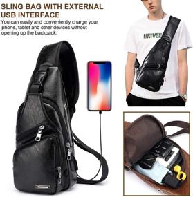 img 2 attached to Versatile Leather Crossbody Shoulder Charging Backpacks: The Perfect Blend of Style and Functionality