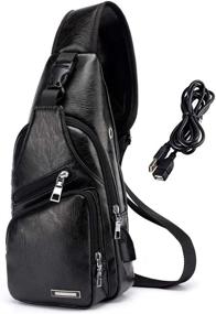 img 4 attached to Versatile Leather Crossbody Shoulder Charging Backpacks: The Perfect Blend of Style and Functionality