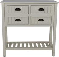 🪑 antique white bailey bead board 4-drawer console table by decor therapy, 14x32x32 logo